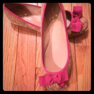 Kate Spade pink bow cork flats
